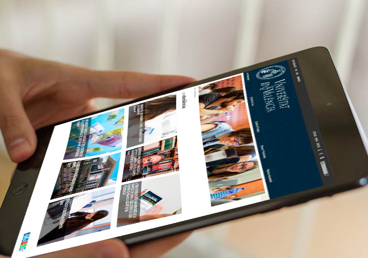 Pàgina de continguts UVDocència visualitzats en dispositiu mòbil.